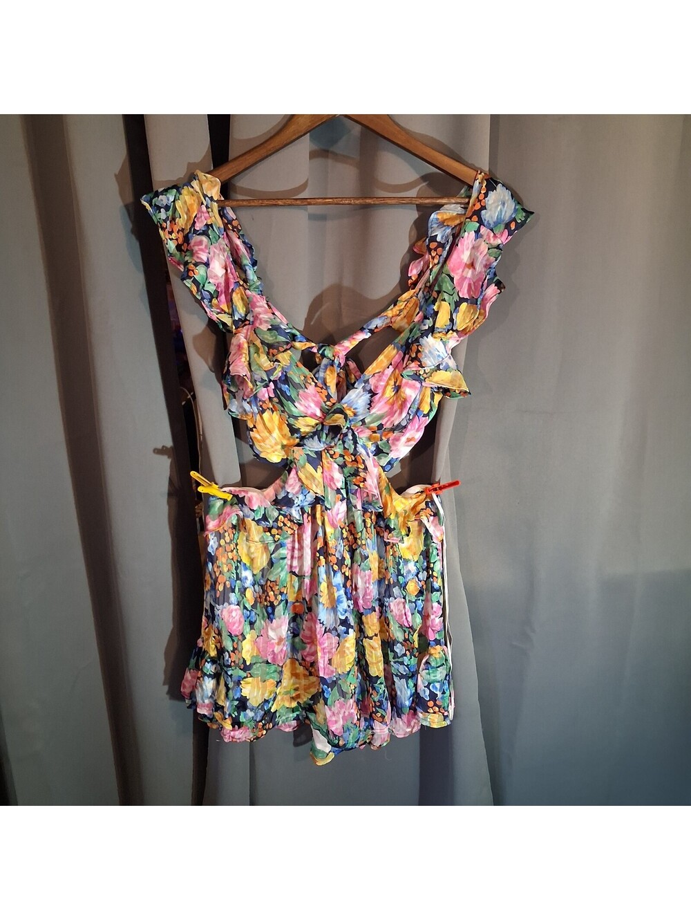 Secret Style Floral Ruffle Cutout Dress